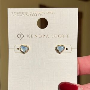 NWT Kendra Scott Gold and Light Blue Heart Earrings